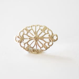 Filigrane Blume Anschluss Charme - 925 Silber Oval Stecker aus Sterlingsilber, Silber Oval Runde Verbindungsglied Spacer, 90