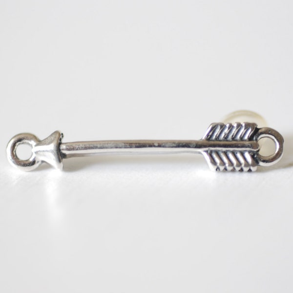 Sterling Silver Arrow Connector Charm Skinny Arrow Charm Connector 925 silver thin arrowhead link, Silver Arrow, Sterling Silver Triangle, 3