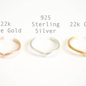 Chevron Ring in Gold Silver Rose Gold, Stackable Chevron Rings, V-Ring, Thin Chevron Ring, Minimalist Ring, Triangle Ring, Adjustable Ring image 2