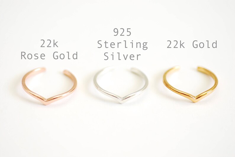 Chevron Ring in Gold Silver Rose Gold, Stackable Chevron Rings, V-Ring, Thin Chevron Ring, Minimalist Ring, Triangle Ring, Adjustable Ring image 2