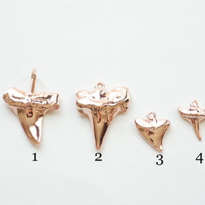 Vermeil Rose Gold Shark Tooth Charm Pendant- 18k gold plated over Sterling Silver, Rose Gold Shark tooth Teeth, Shark tooth Charm, Wholesale