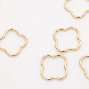 Wholesale Gold Filled Sterling Silver Quatrefoil Clover Jump Ring l Permanent Jewelry Four leaf Clover Connector Flower [GFCH4- 46]