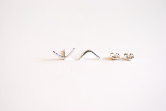 Arrow Post Stud Earrings Rhodium on Sterling Silver - Nontarnish Arrow Post Stud Earrings Rhodium on Sterling Silver - Nontarnish