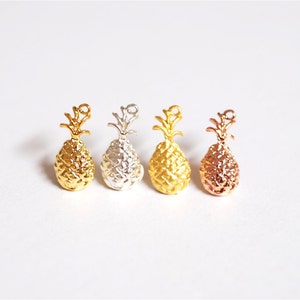 Matte Vermeil Gold Pineapple Charm Pendant 18k gold plated over Sterling Silver, Hawaiian Pineapple Pendant, Pineapple Charm, Fruit, 275 image 4