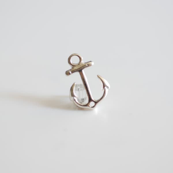 Sterling Silver Anchor Connector -Silver Anchor, Gold or Silver Sideways Anchor Charm, 925 Silver Anchor, Nautical beach Summer Charms, 101