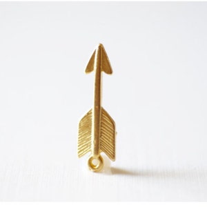 Vermeil Gold Arrow Charm, Gold Feather Arrow Pendant, Gold Arrowhead Charm, Arrowhead, Matte, 98