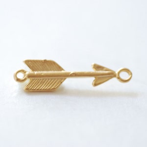 Matte Vermeil Gold Arrow Connector Charm- 18k gold plated over Sterling Silver Arrow Charm, Gold Arrow Connector Link Spacer, Arrowhead, 4