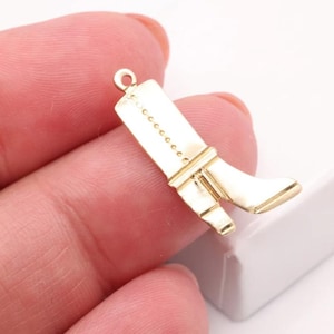 Gold-Filled Cowboy Boot Charm, Knee High Boots, 21mm x 12mm, Bulk DIY Wholesale Jewelry Making Charm GFCH4-118