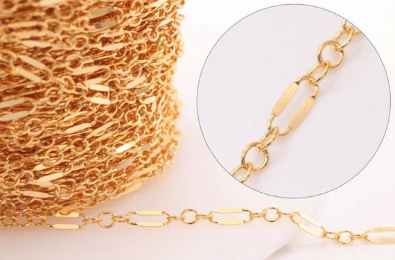14/20 GF 2.5mm Long and Short Dapped Sequin Chain, 14k Gold Filled Sequin Chain, razor blade chain, 14k gf choker chain, chain by foot