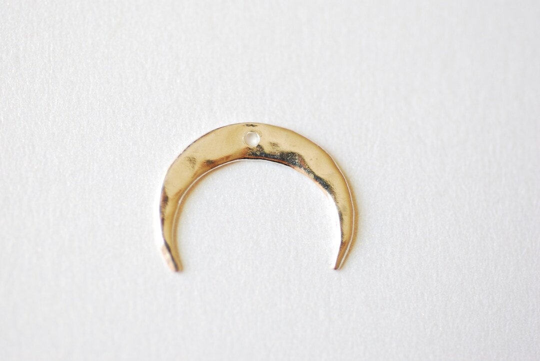 Sterling Silver Hammered Crescent Moon Charm Pendant- 925 Sterling ...