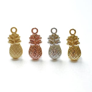 Shiny Vermeil Gold Pineapple Charm- 18k gold plated over Sterling Silver, Hawaiian Pineapple Dole Charm Pendant, Pineapple Charm, Fruit