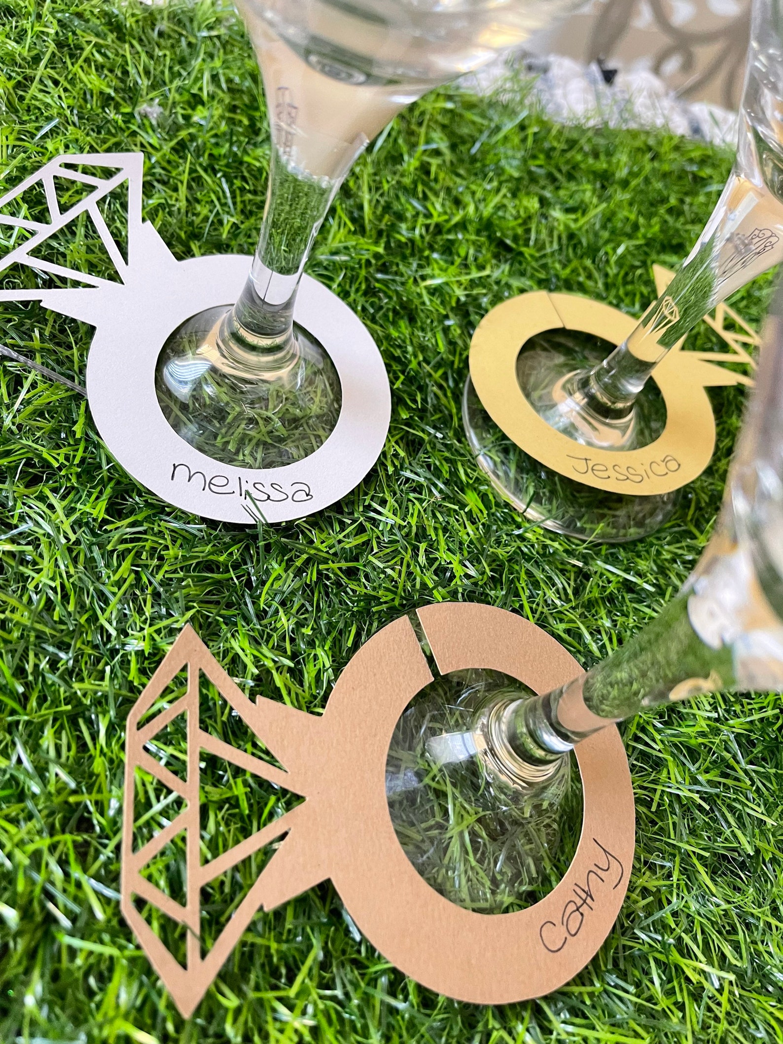 Diamond Ring Drink Tags set of 6 Bridal Shower Drink Tags Etsy