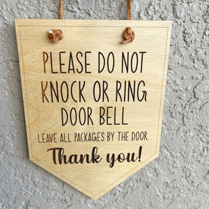 Please Do Not Knock or Ring Doorbell Sign, Do Not Knock, Delivery wood Sign For Front Door, No Soliciting, Sleeping Baby, Do Not Knock Sign