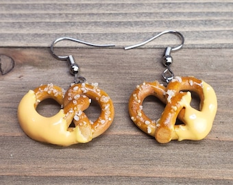 Cheese Dipped Pretzel Earrings