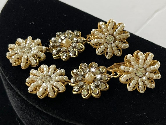 Vintage Miriam Haskell Dangle Earrings ~ Pearls/C… - image 2