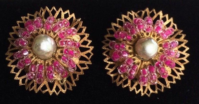 Download Exquisite Vintage Miriam Haskell EarringsPink Beads/ Pearl/ | Etsy