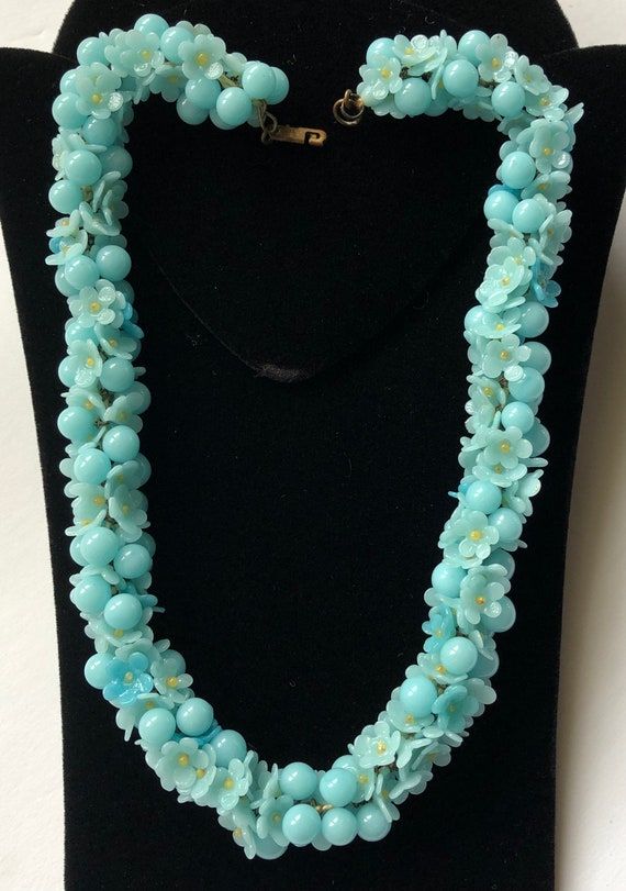 Vintage Miriam Haskell Garland Necklace~ Blue Glas