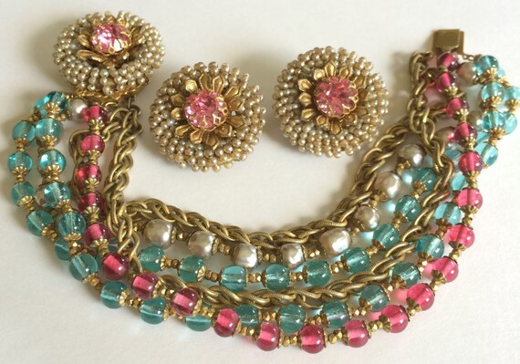 Glorious Vintage Miriam Haskell Multi-strand Bracelet & | Etsy