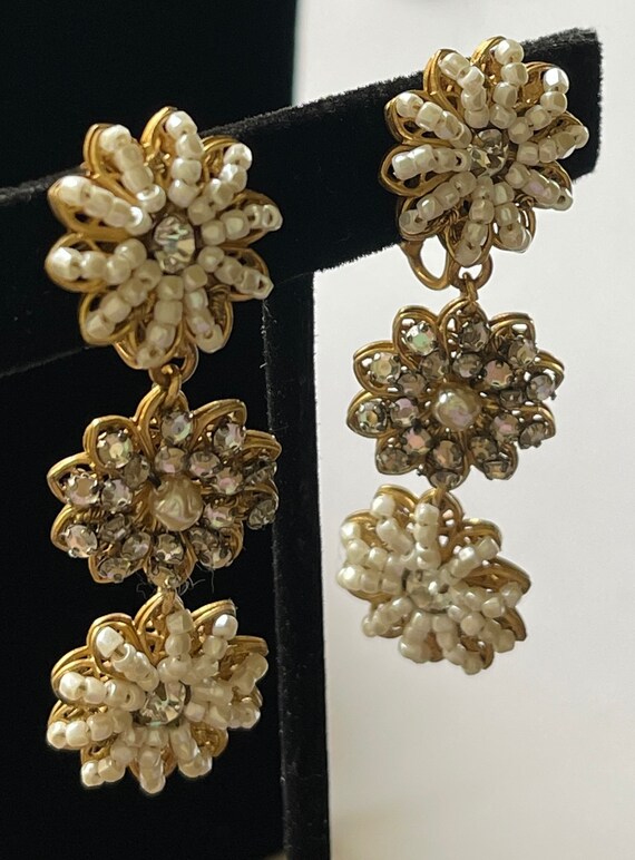Vintage Miriam Haskell Dangle Earrings ~ Pearls/C… - image 4