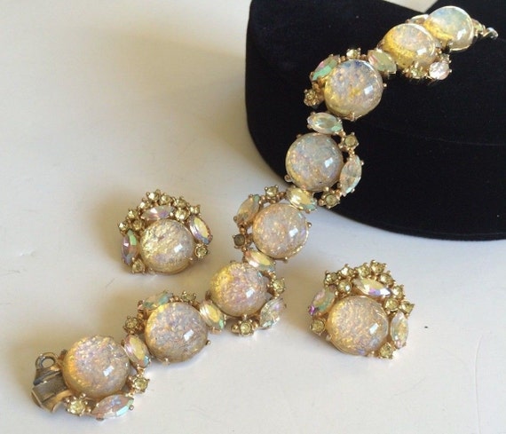 Vintage Schiaparelli Bracelet & Earring Set~Fire … - image 2