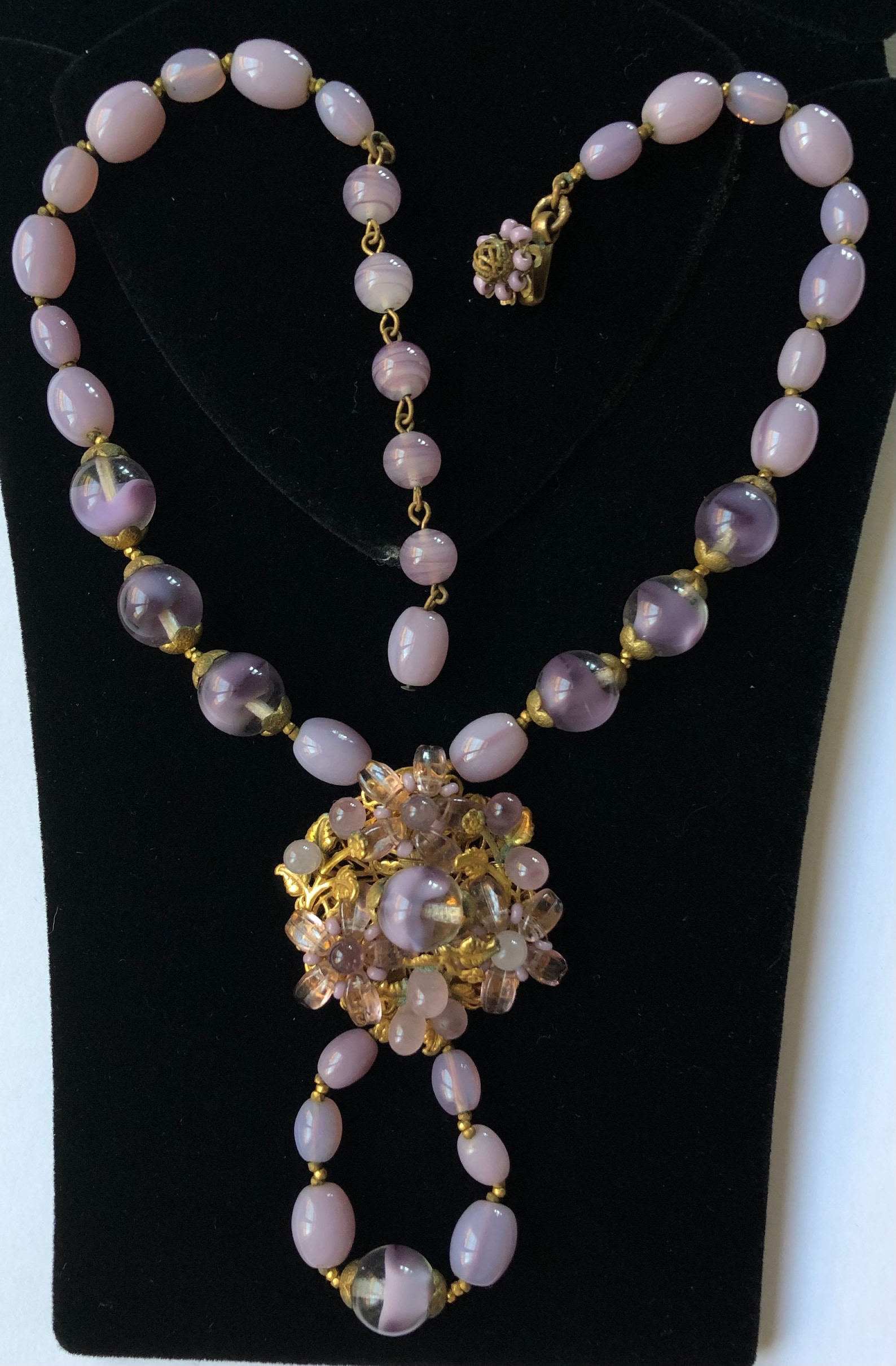 Collier Vintage Perles Miriam Haskell - Plaqué Or 24 Carats Sur Cuivre - Taille S,M,L