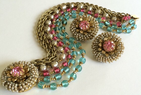 Glorious Vintage Miriam Haskell Multi-strand Bracelet & | Etsy