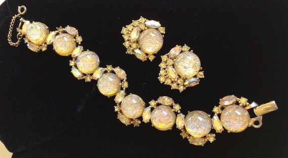Vintage Schiaparelli Bracelet & Earring Set~Fire … - image 5