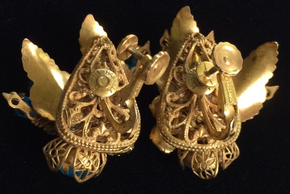 Sparkling Vintage Miriam Haskell Earrings~Aqua Bl… - image 3