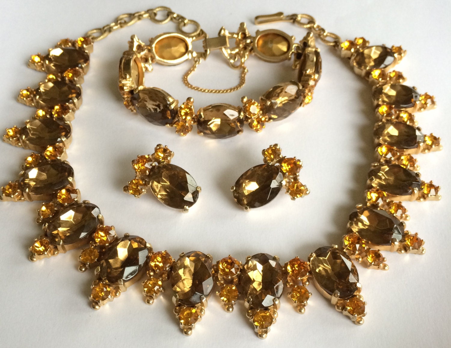 Gorgeous Vintage Schiaparelli Necklace Bracelet & Earrings Setsmoky ...