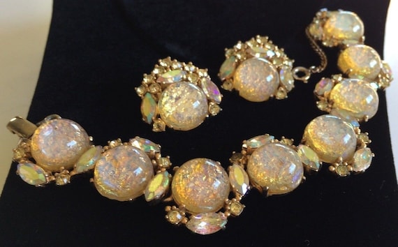 Vintage Schiaparelli Bracelet & Earring Set~Fire … - image 1