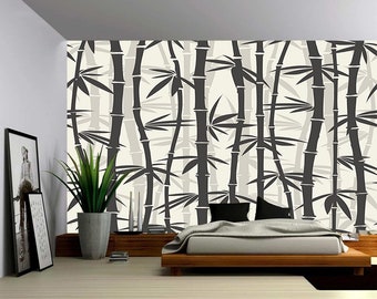 Bamboo Pattern - Large Wall Mural, Self-adhesive Vinyl Wallpaper, Peel & Stick fabric wall decal