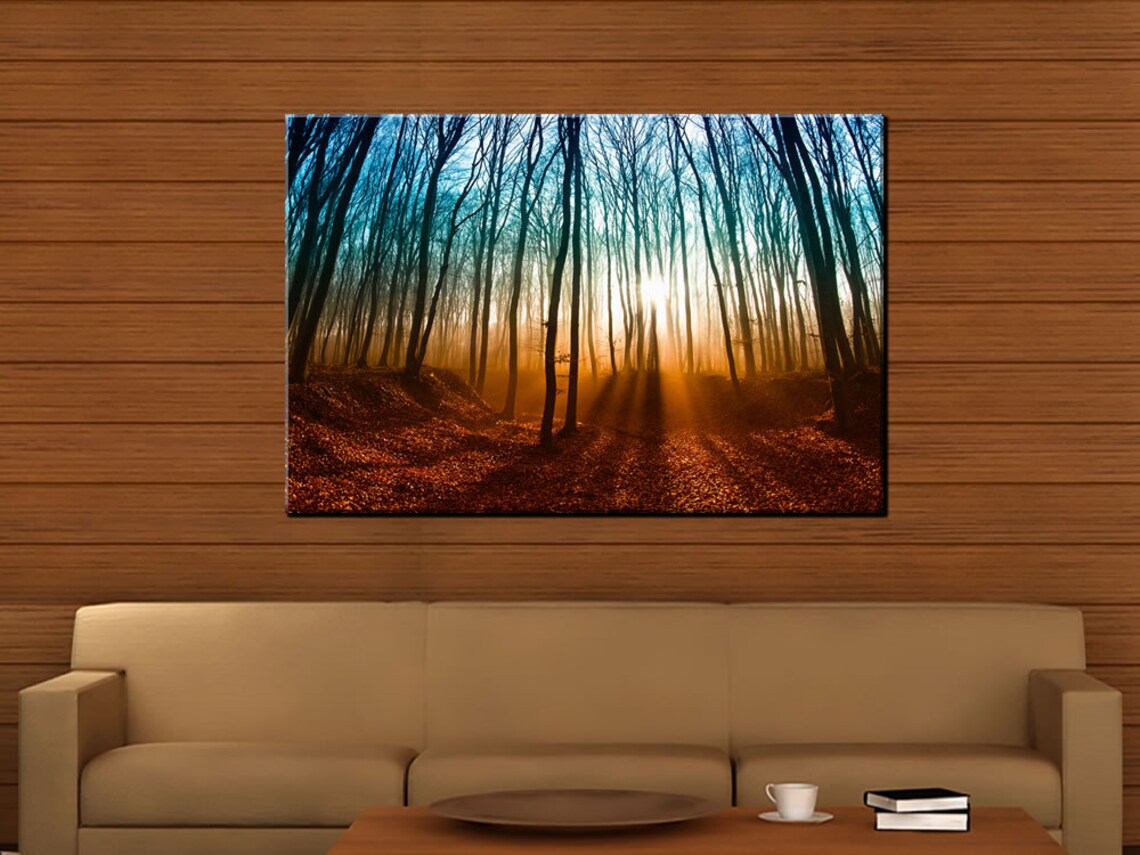 Glow in the Dark Canvas Wall Art Autumn Magical Forest Etsy