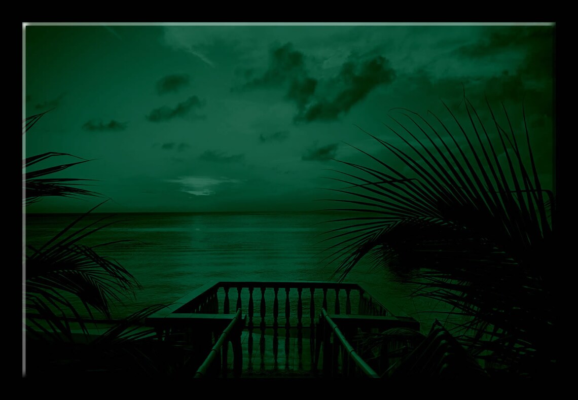 Glow in the Dark Canvas Wall Art Summer Deck Sunset Ocean Etsy