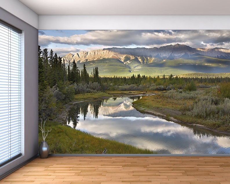Nature Mountain Forest River Large Wall Mural Self