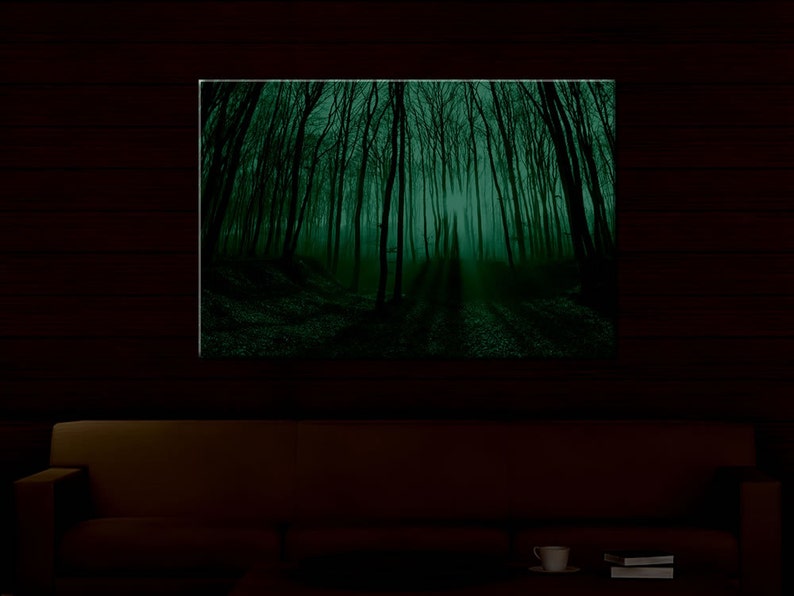 Glow in the Dark Canvas Wall Art Autumn Magical Forest Etsy