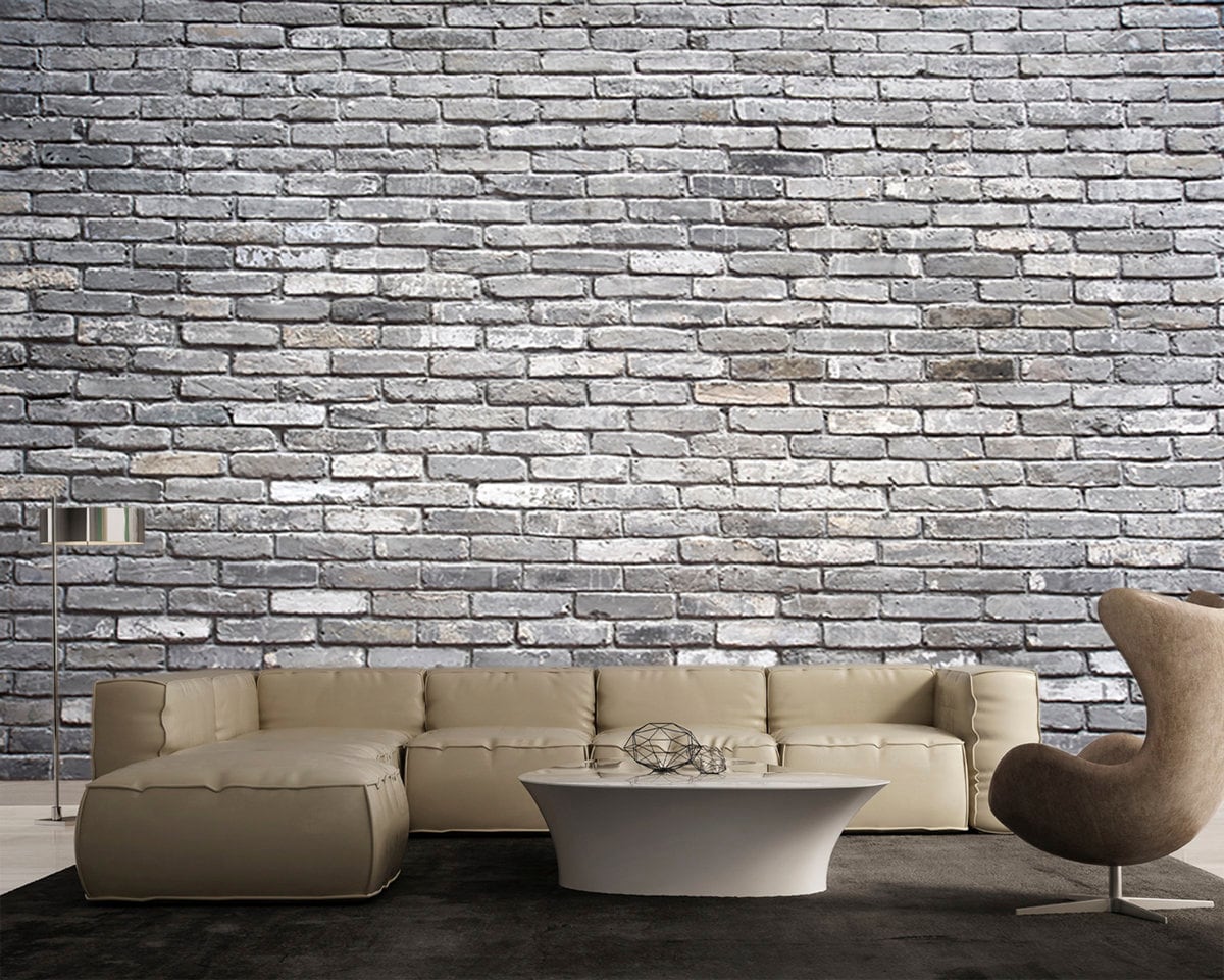 Discount Shop Custom 3d Grey Brick Wall Paper Wallpaper Sofa Murals