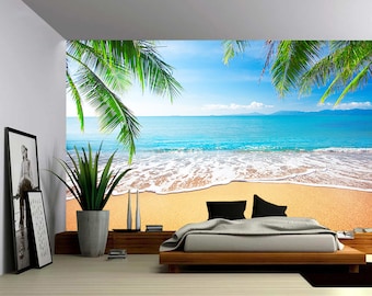 Tropical Sunrise Palm Beach Large Wall Mural Self-adhesive | Etsy