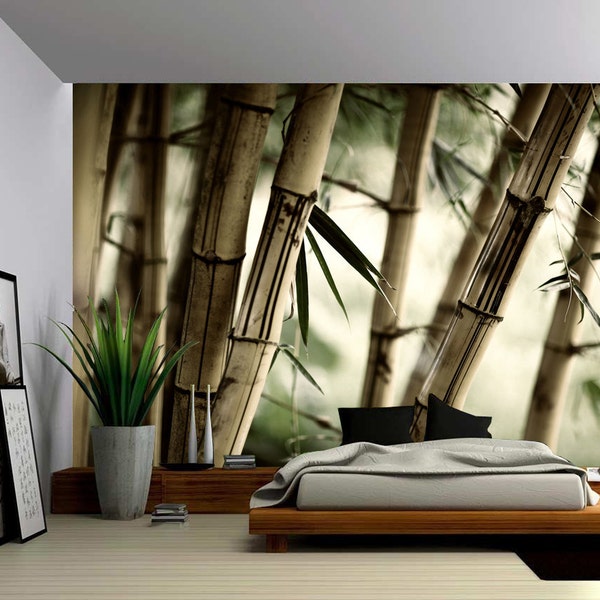 Bamboo - Large Wall Mural, Self-adhesive Vinyl Wallpaper, Peel & Stick fabric wall decal
