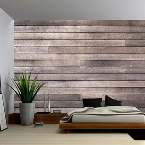 Horizontal Wood Planks Texture - Large Wall Mural, Self-adhesive Vinyl Wallpaper, Peel & Stick fabric wall decal