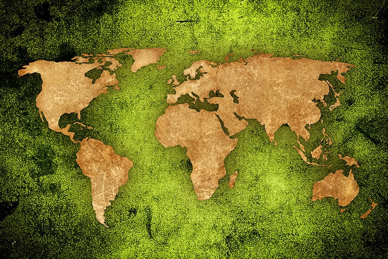 Green World Map Large Wall Mural Selfadhesive Vinyl Etsy