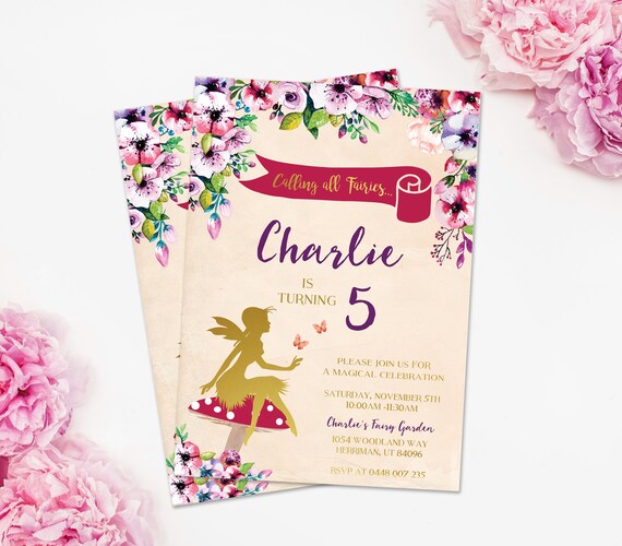 Enchanted Fairy Garden Birthday Invitation - Printable Il_570xn