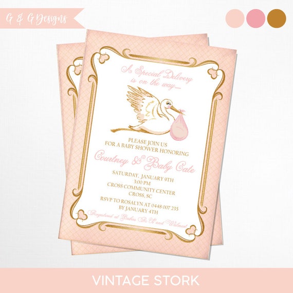 stork baby shower invitations