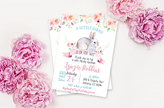 Little Bunny, Some Bunny Loves You Baby Shower Invitation - Printable, Easter, Little Bunny is on Her Way, Spring Baby Shower Il_570xn