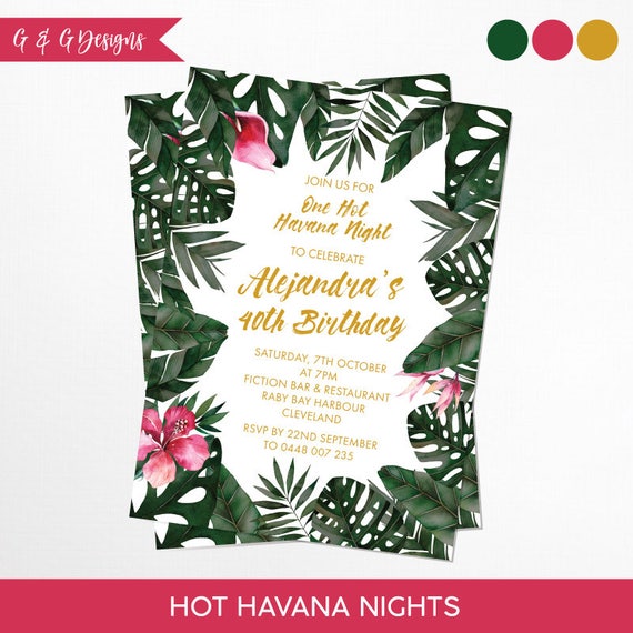 Havana Nights / Tropical Birthday Invitation Printable | Etsy