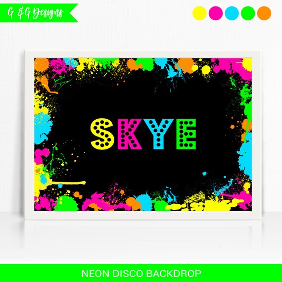 Neon Glow in the Dark Backdrop - Printable Il_570xn