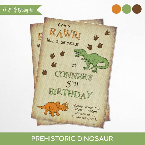 Prehistoric Dinosaur Birthday Invitation - Printable Il_570xn