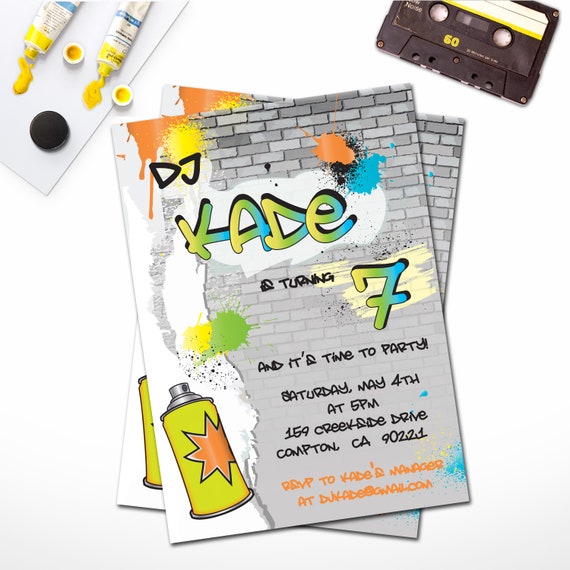 Graffiti, Hip Hop Birthday Invitation - Printable Il_570xn