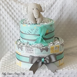 Elefant Windel Kuchen | Neutrale Windel Kuchen | Baby-Dusche-Dekoration | Baby Windel Kuchen | Baby-Dusche-Geschenk | Einzigartige Baby-Geschenk | Neue Mama Geschenk
