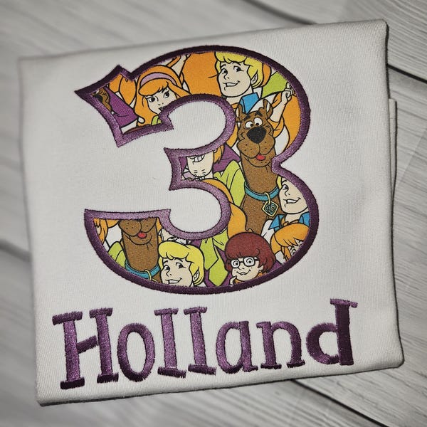 Scooby Doo Inspired Birthday Personalized Embroidered Shirt, Scooby Birthday Shirt, Scooby Doo Girls Birthday Shirt, Age 1-9
