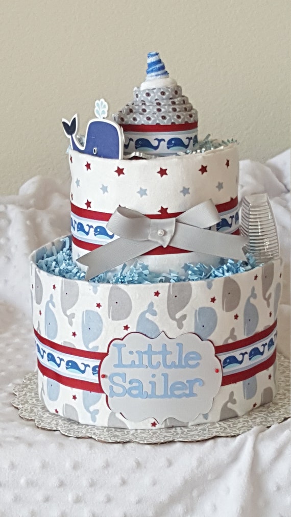 whale diaper cake